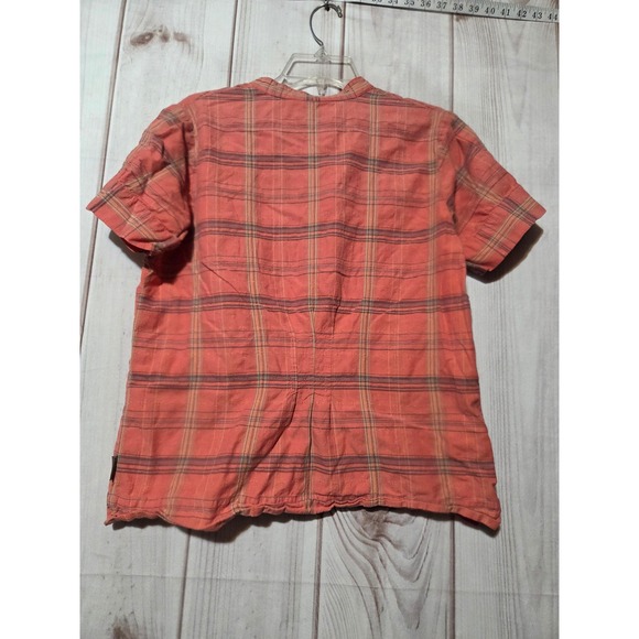 Woolrich Womens Coral Plaid Button Down Short Sleeve Shirt Size M Outdoors - Picture 2 of 7